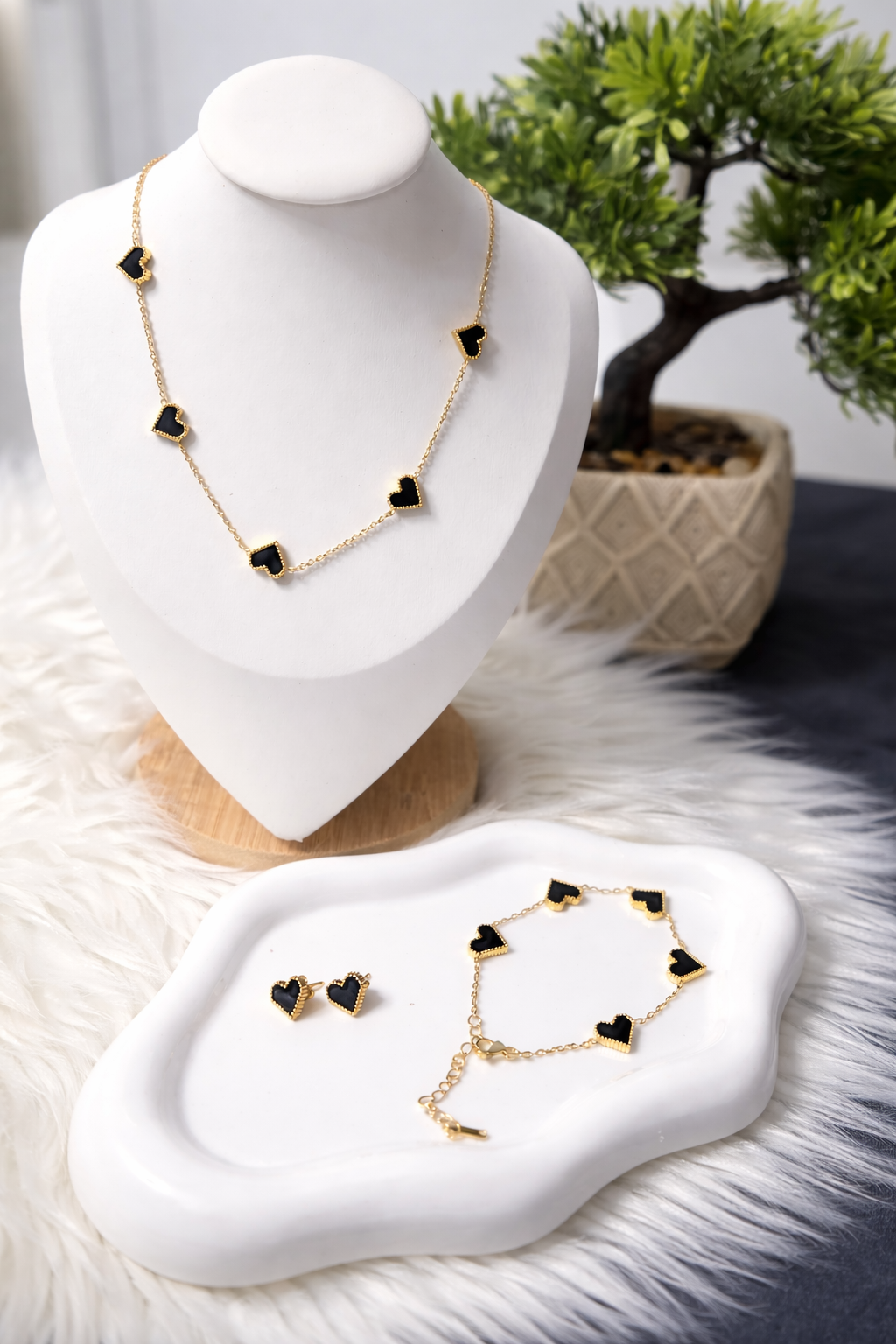 Set de cadena, pulsera y aretes- Love Chain